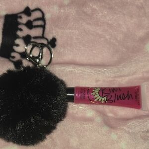 Black Pom Pom Keychain With Flavored Lippe